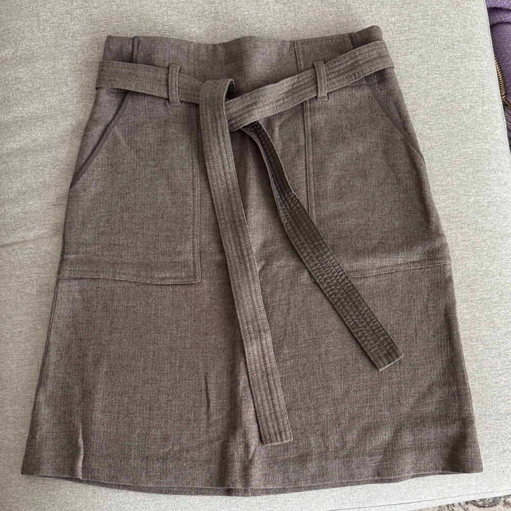 Wilfred Taupe Tie-Belt skirt